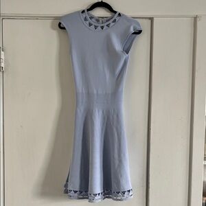 Ted Baker Light Blue Cutout Neck A-Line Knit Dress